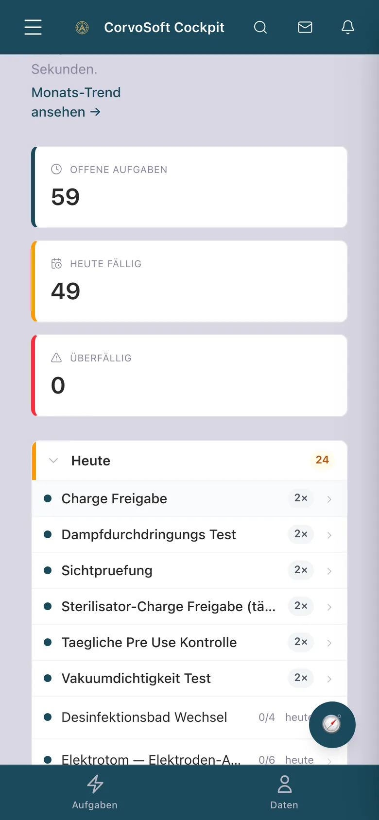 Dieselbe Aufgabenliste auf dem Telefon